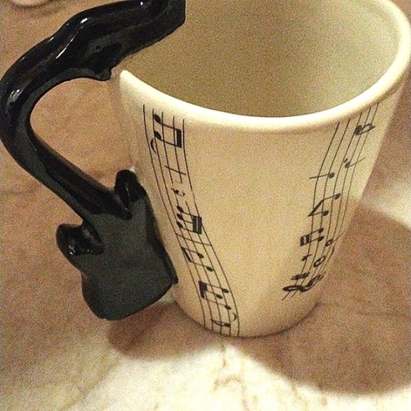 GUITAR Coffee Cup Mug Vintage Antique Musician Music Cup Guitar Handle - Picture 3 of 6